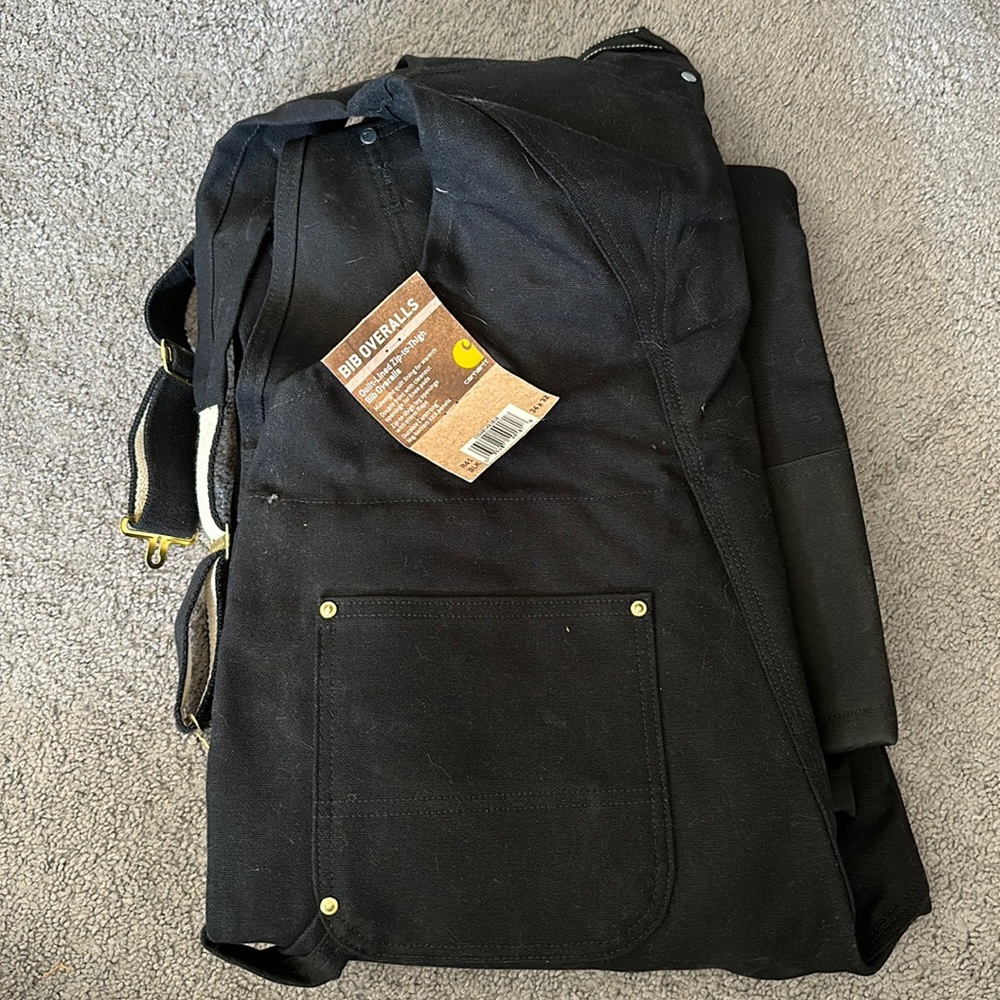 CARHARTT MEN'S QUILT-LINED ZIP-TO-THIGH BIB OVERALLS - BLACK